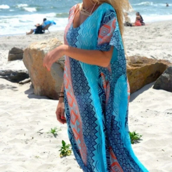 Beach swim coverup kaftan dress - Picture 2 of 6